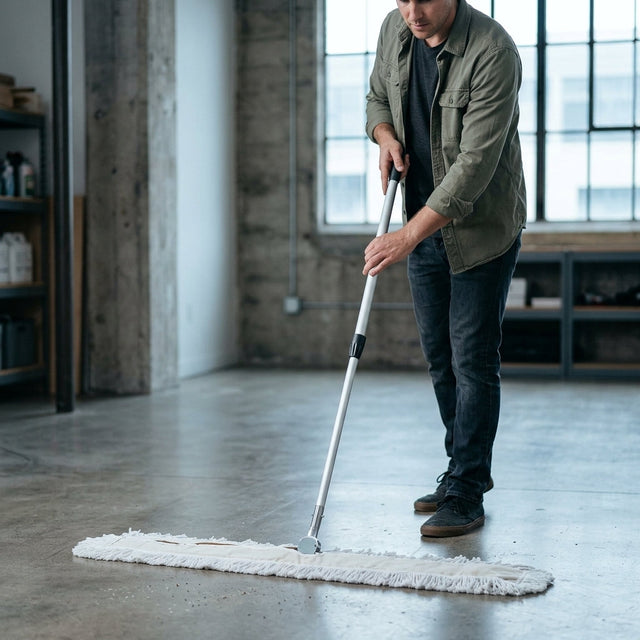 Choosing the right size commercial dust mop.
