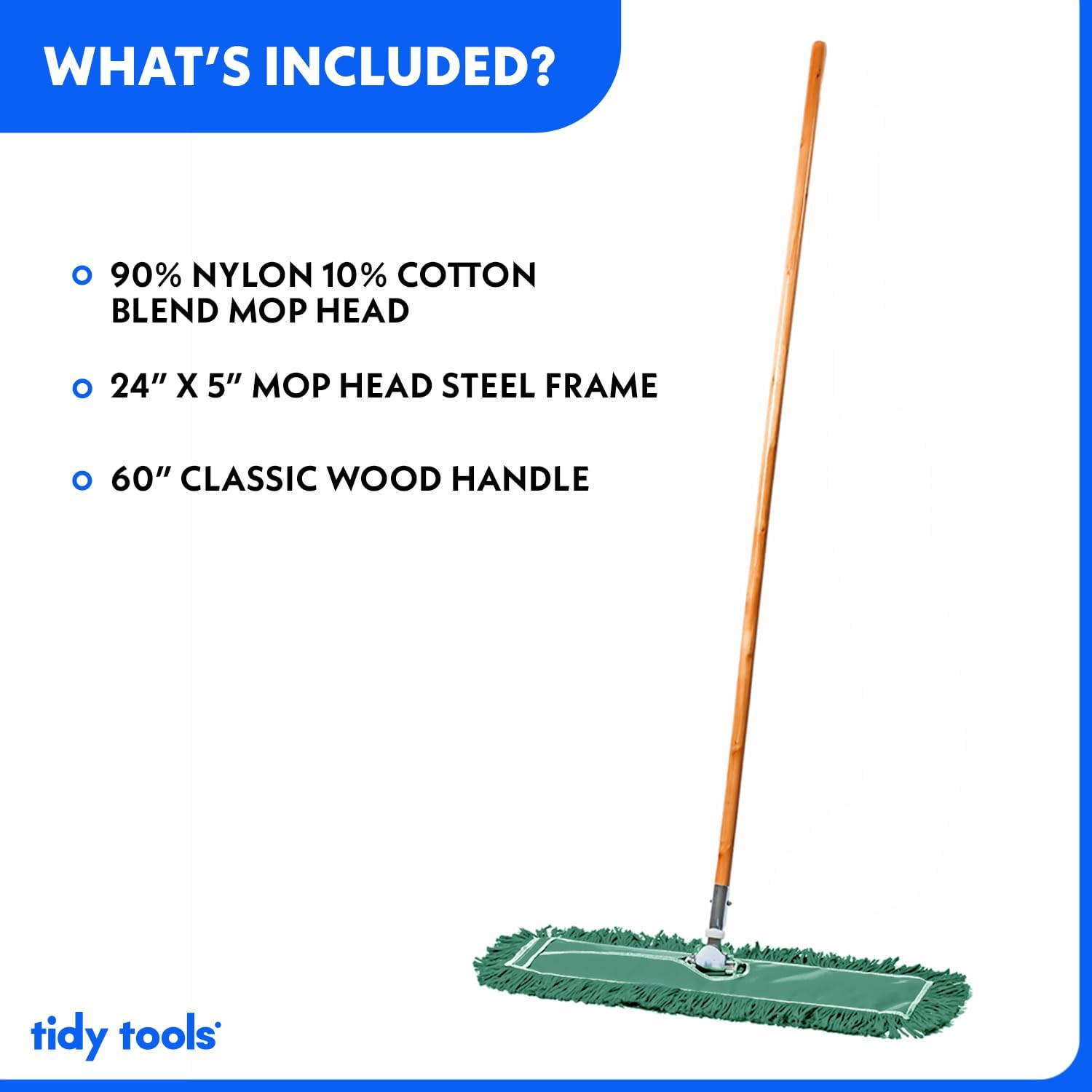 Tidy Tools 24 inch Dust Mop Kit Wood Handle, Green