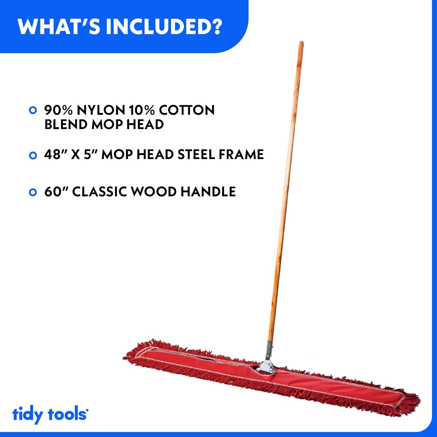 Tidy Tools 48 inch Dust Mop Kit Wood Handle, Red