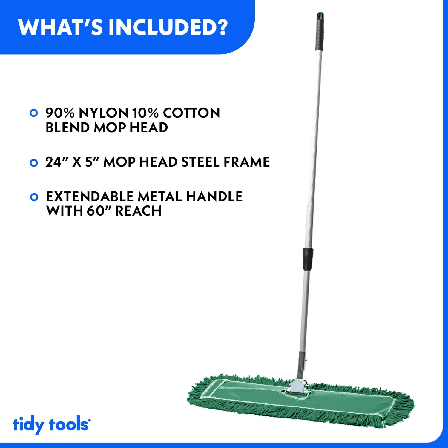 Tidy Tools 24 inch Dust Mop Kit Extendable Handle, Green