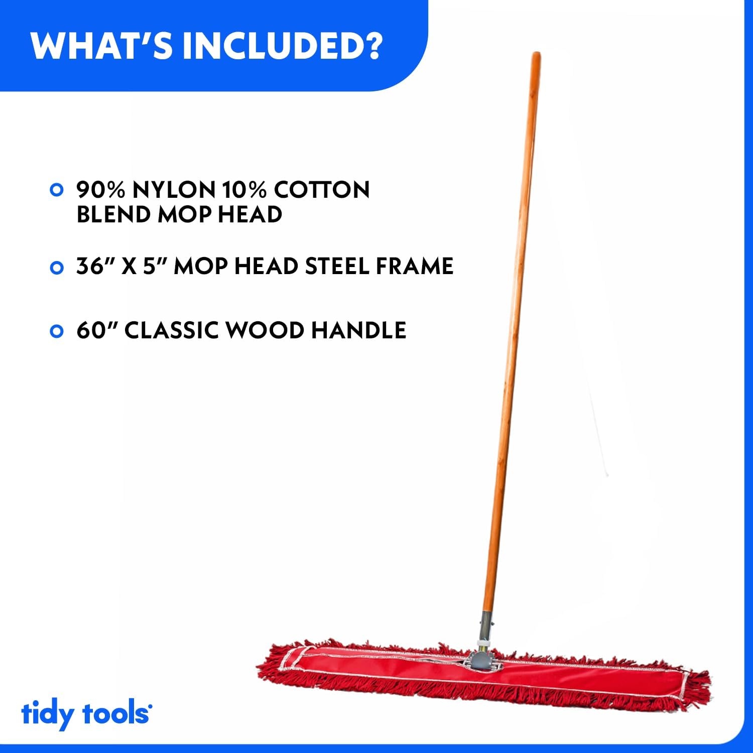 Tidy Tools 36 inch Dust Mop Kit Wood Handle, Red
