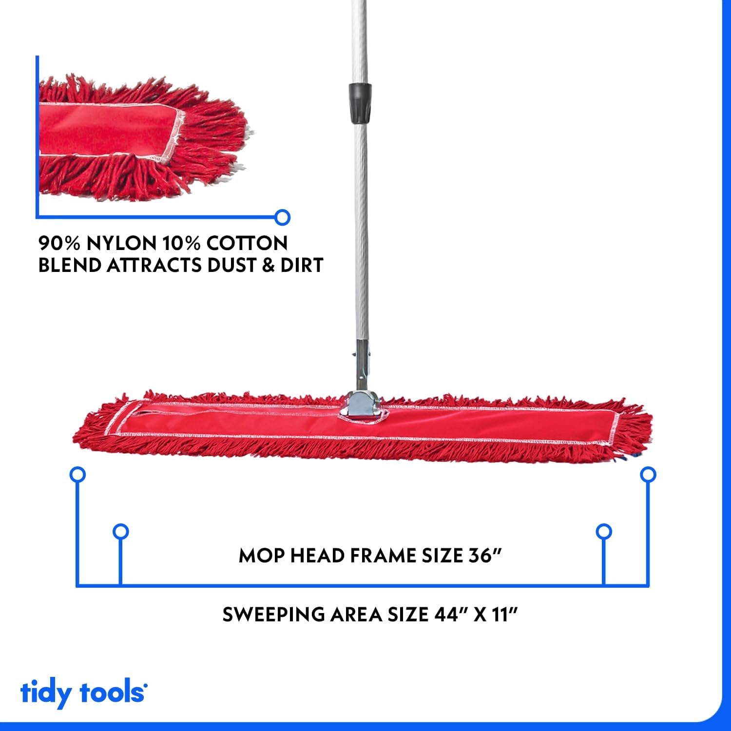 Tidy Tools 36 inch Dust Mop Kit Extendable Handle, Red