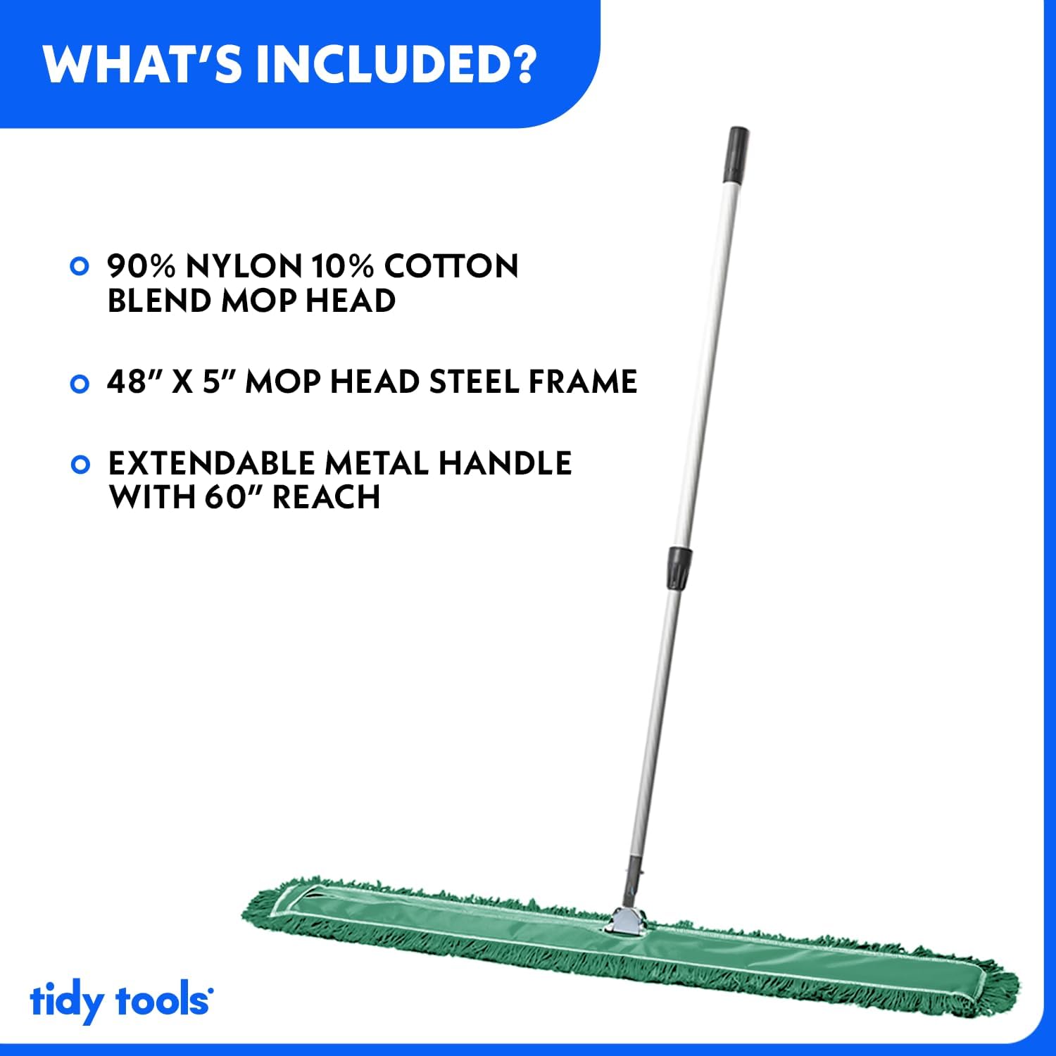 Tidy Tools 48 inch Dust Mop Kit Extendable Handle, Green