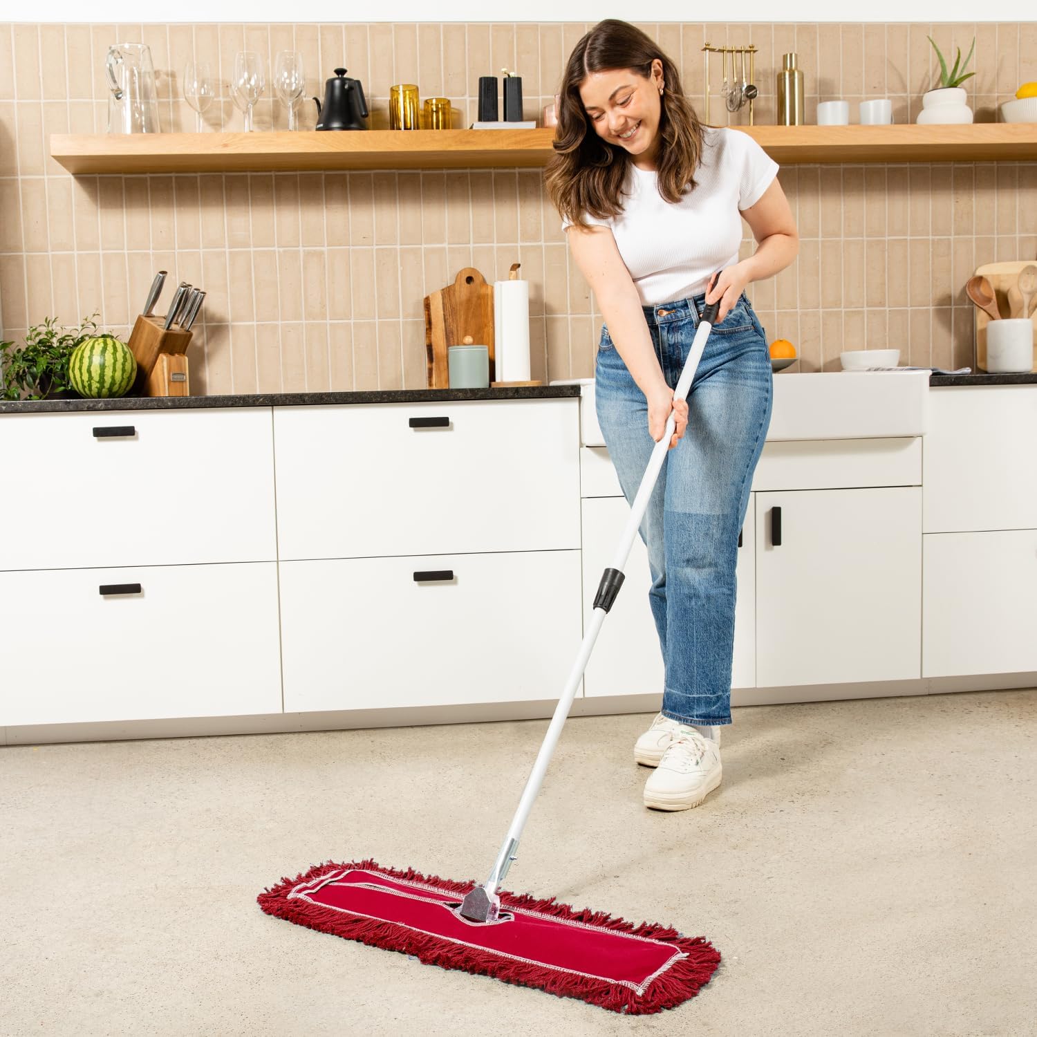 Tidy Tools 24 inch Dust Mop Kit Extendable Handle, Red