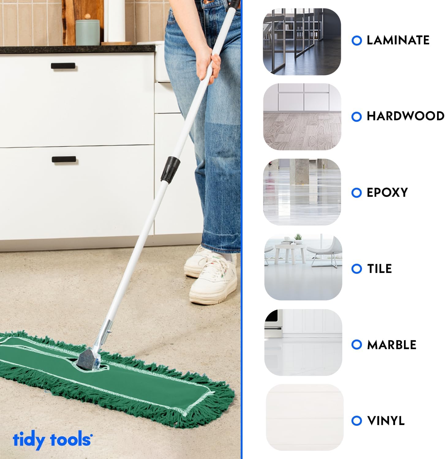 Tidy Tools 36 inch Dust Mop Kit Extendable Handle, Green