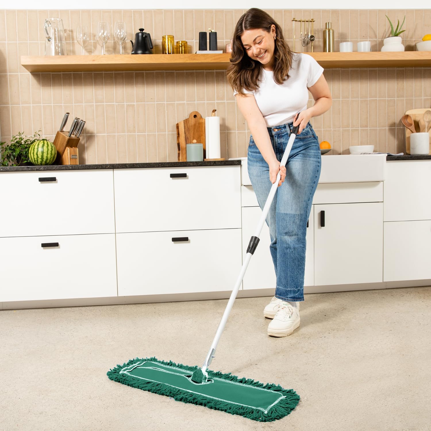 Tidy Tools 48 inch Dust Mop Kit Extendable Handle, Green