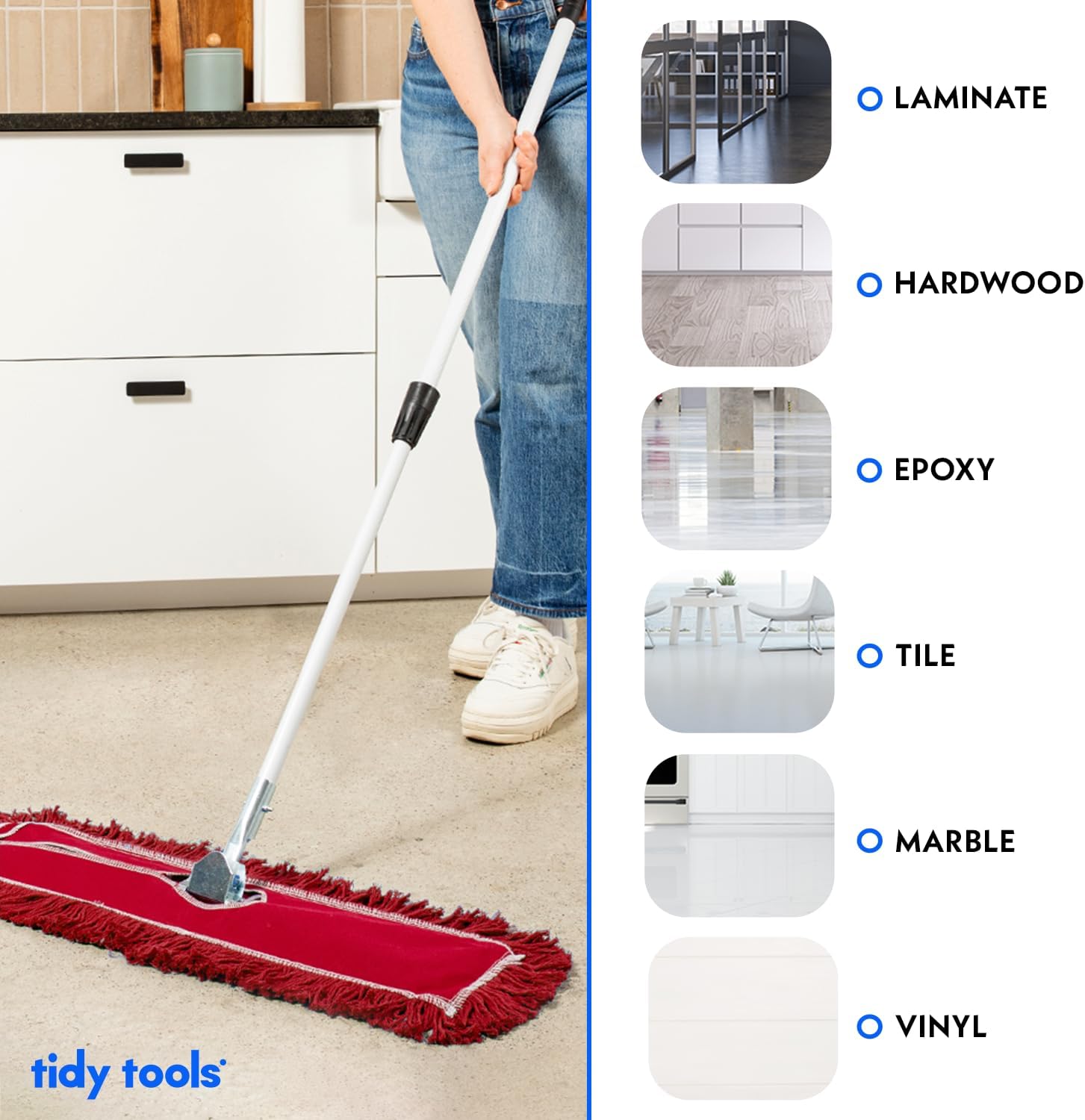 Tidy Tools 36 inch Dust Mop Kit Extendable Handle, Red