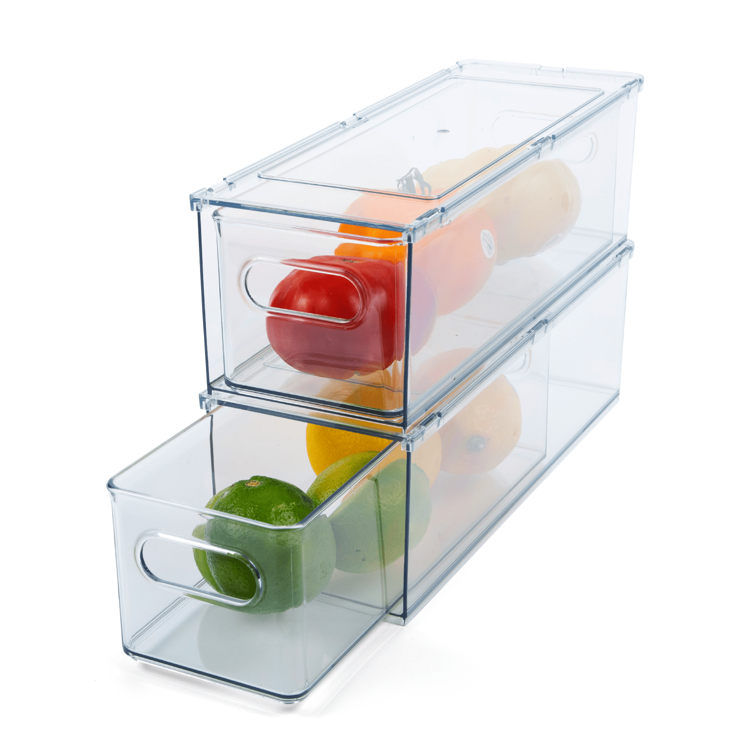 Tidy Tools Refrigerator Organizer Bins with Pull-out Drawer with Handles, 2 Pack