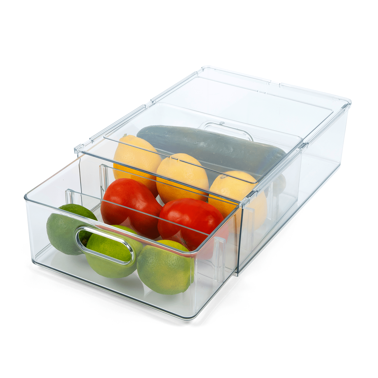 Tidy Tools Refrigerator Organizer Bins with Pull-out Drawer with Handl