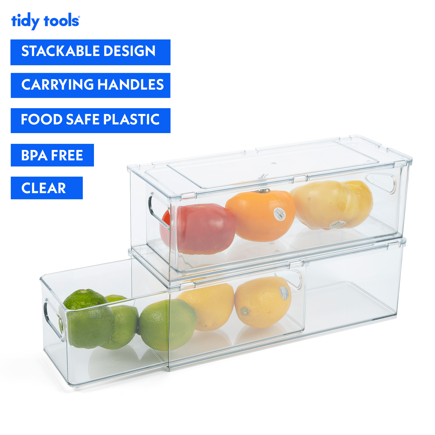Drawers - Clear Plastic Stackable Pull-Out Refrigerator Organizer