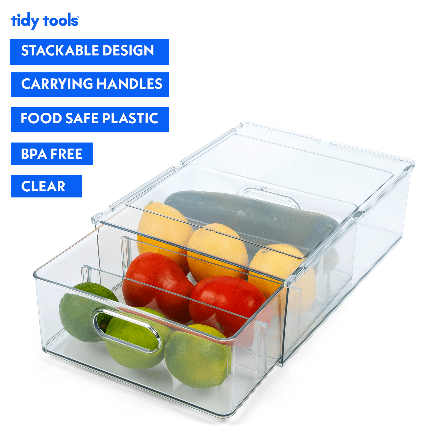 Tidy Tools Plastic Organizer Bins with Pull-out Drawer and Dividers