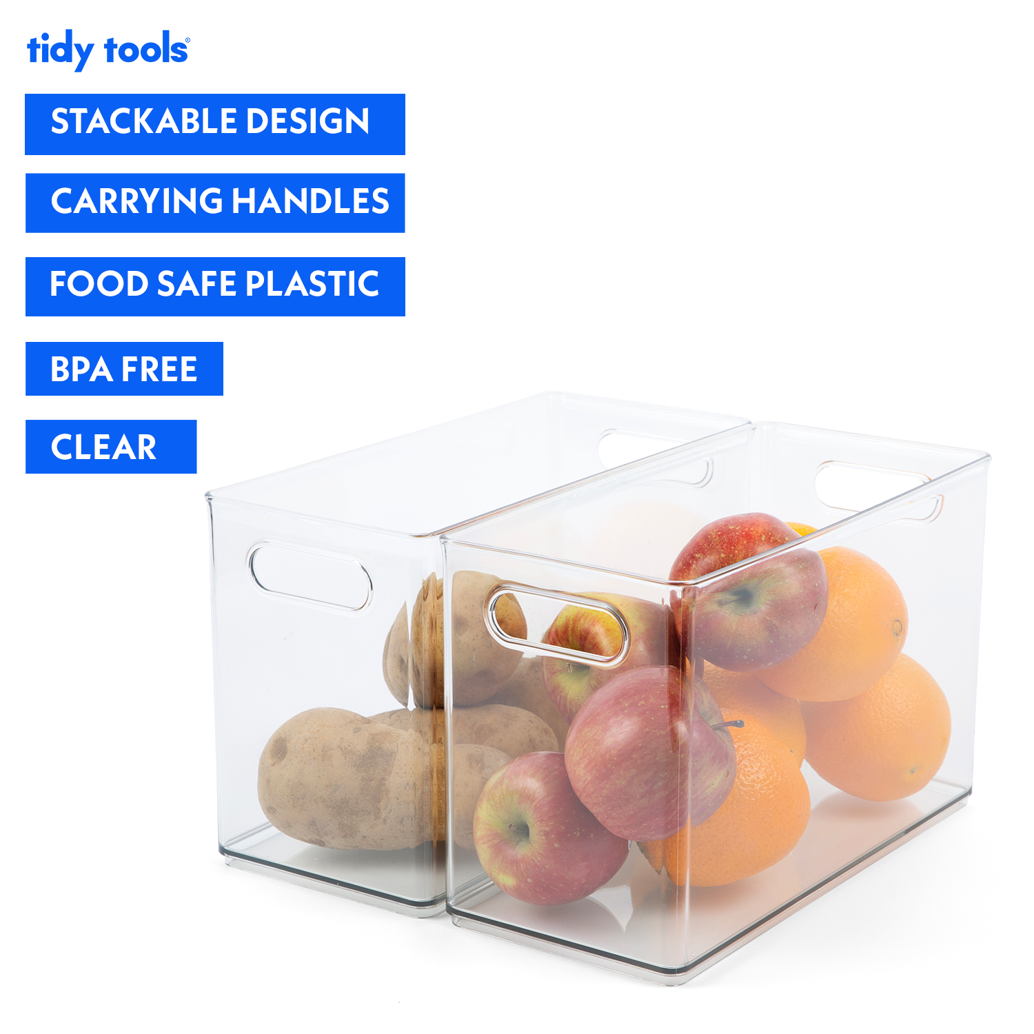 Tidy Tools Plastic Organizer Bins with Handle, 2 Pack