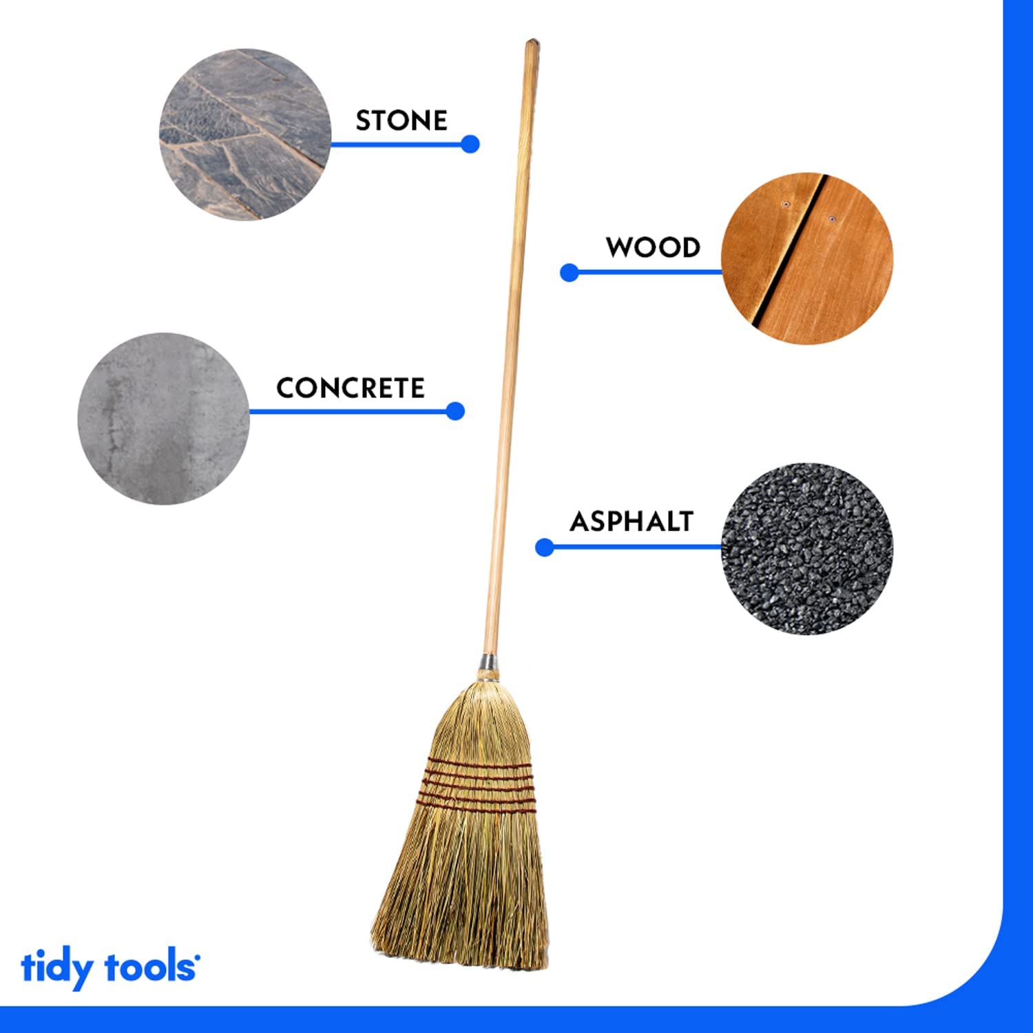 Tidy Tools Corn Broom 7/8 Wood Handle - Light Duty