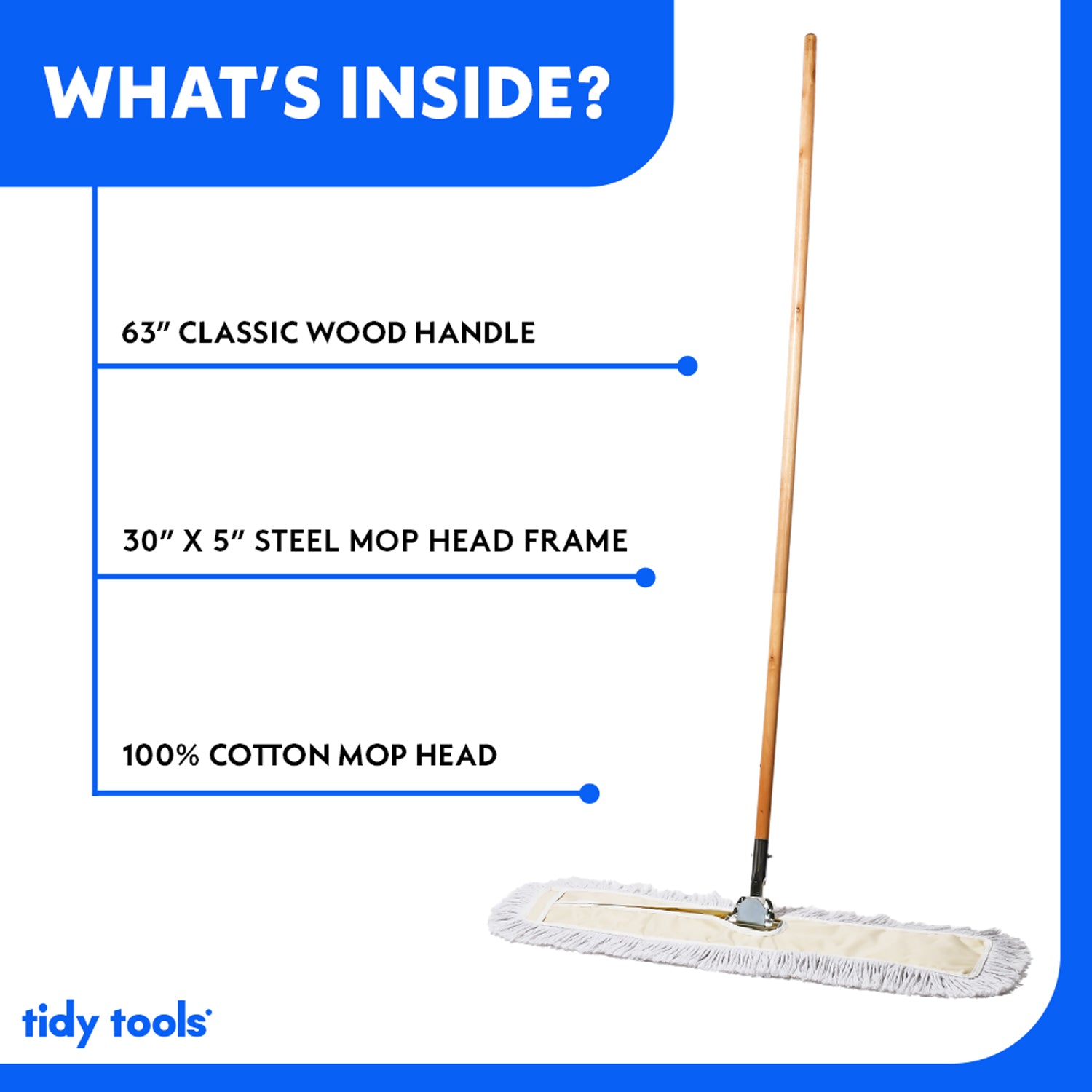 Tidy Tools 30 inch Cotton Dust Mop Wood Handle