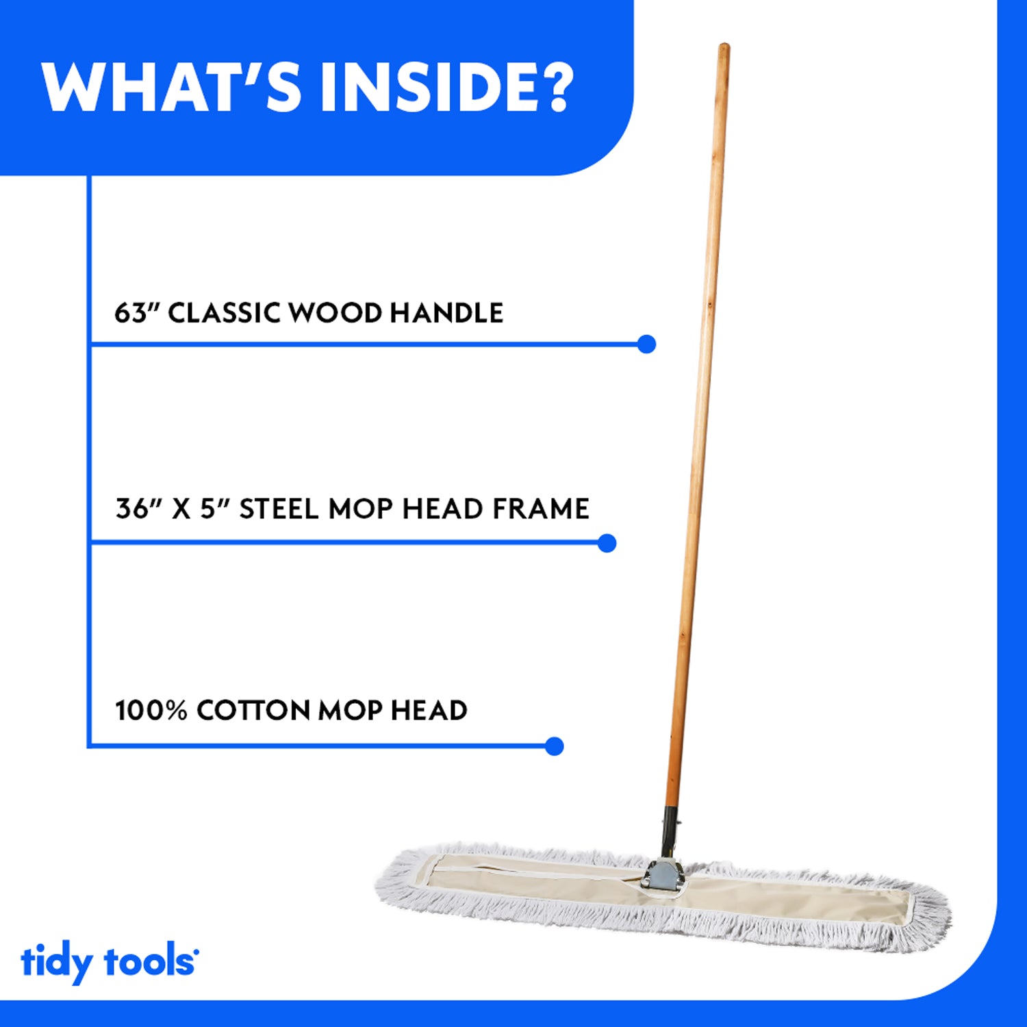 Tidy Tools 36 Inch Cotton Dust Mop Wood Handle