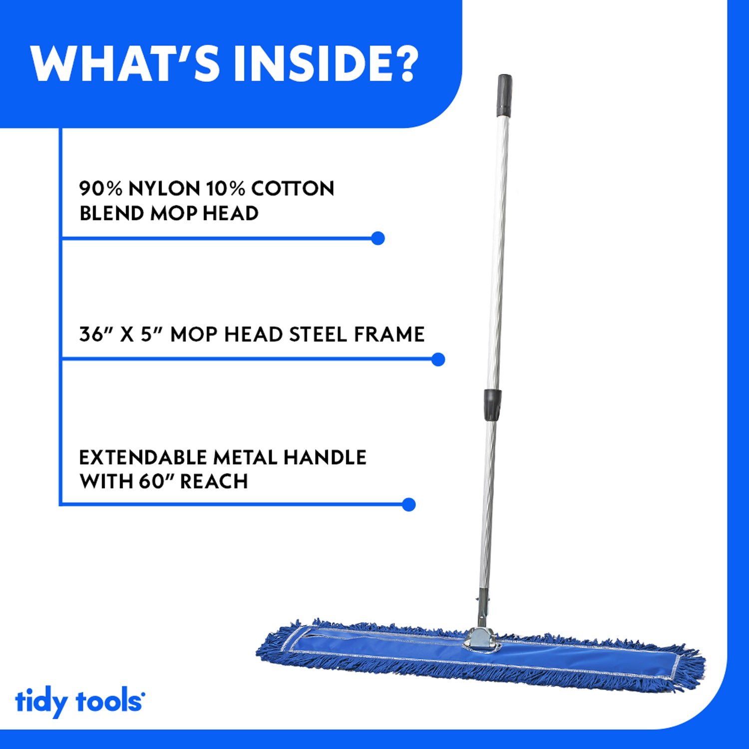 Tidy Tools 36 Inch Nylon Dust Mop Extendable Handle