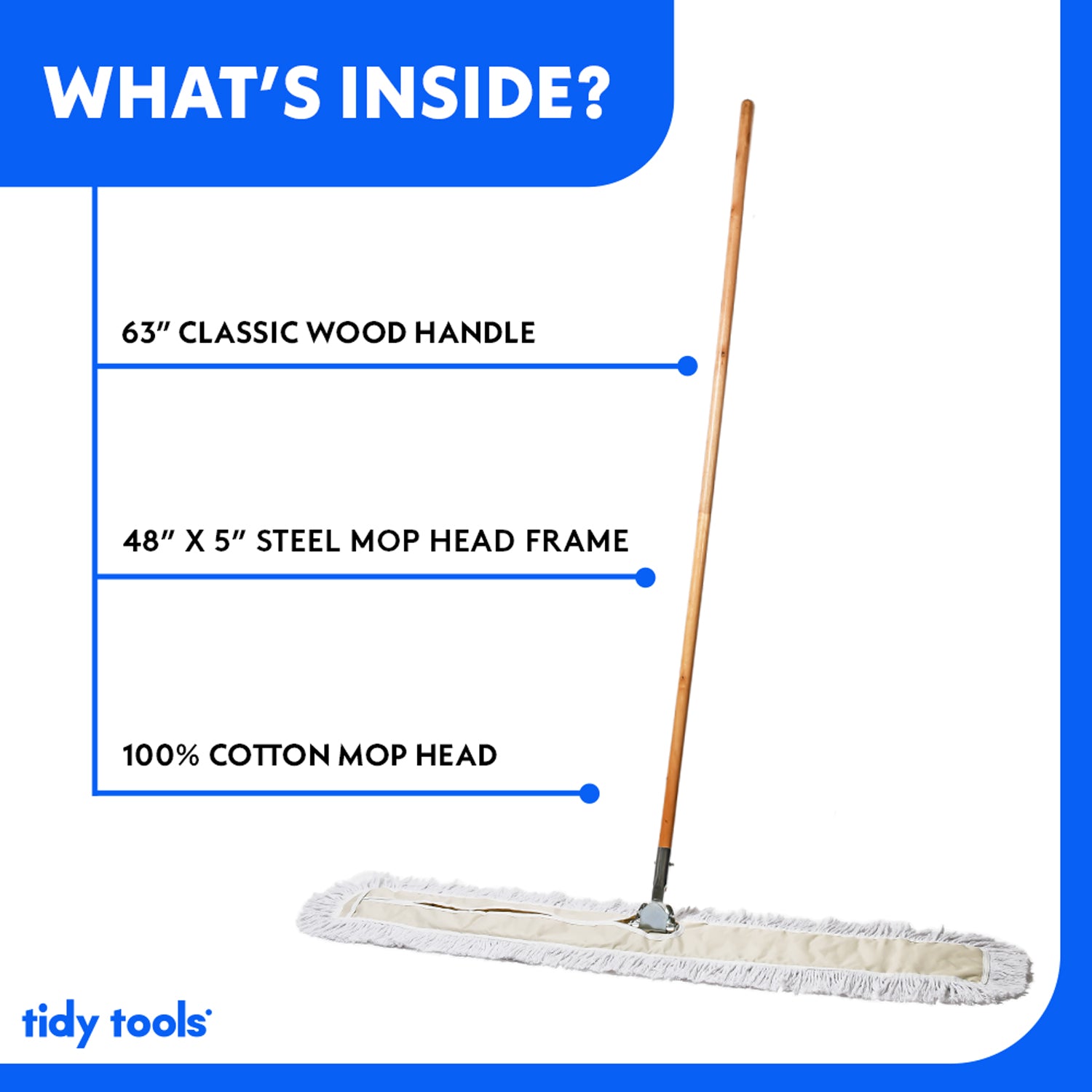 Tidy Tools 48 Inch Cotton Dust Mop Wood Handle