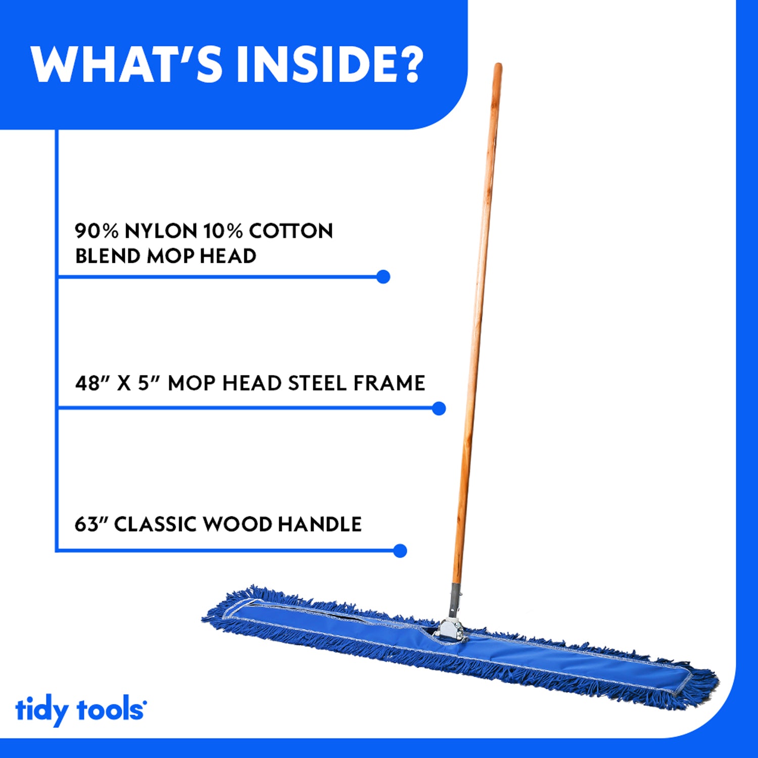 Tidy Tools 48 Inch Nylon Dust Mop Wood Handle