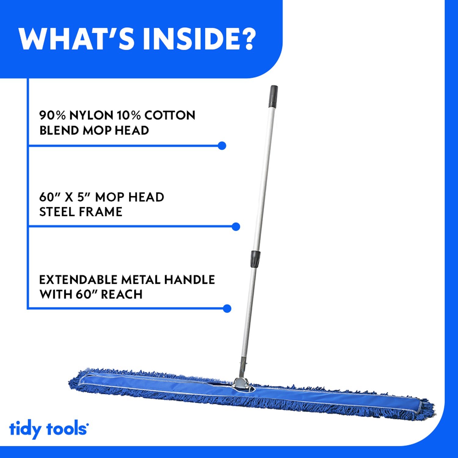 Tidy Tools 60 Inch Nylon Dust Mop Extendable Handle