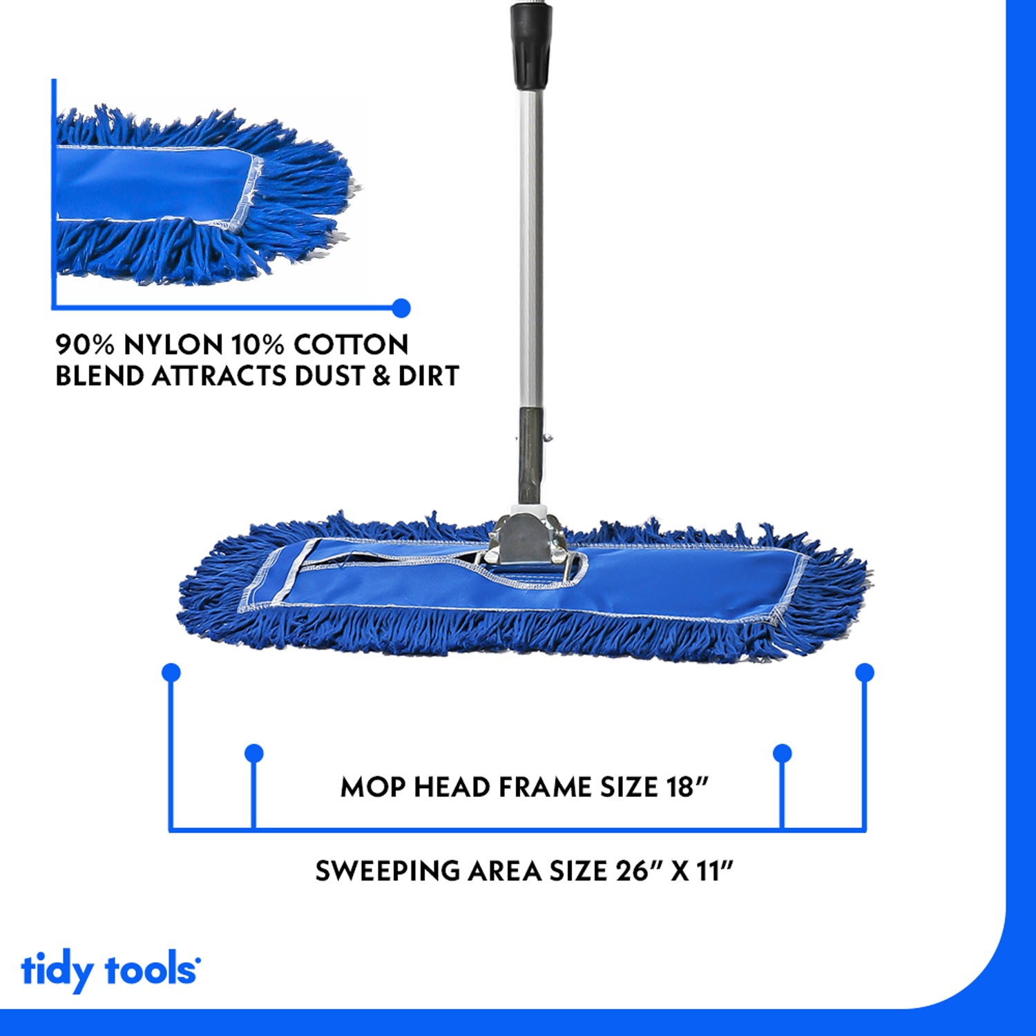 Tidy Tools 18 Inch Nylon Dust Mop Extendable Handle