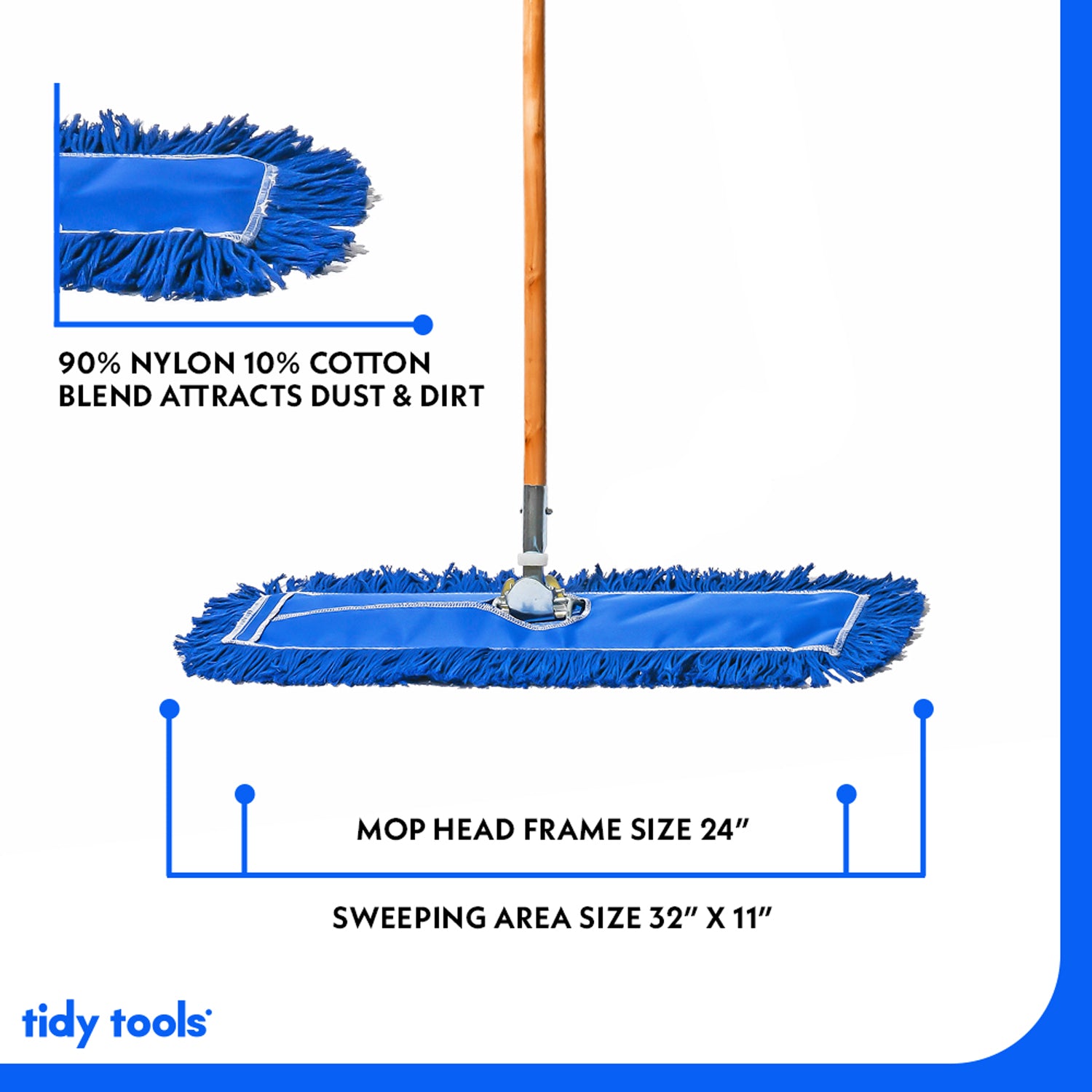 Tidy Tools 24 Inch Nylon Dust Mop Wood Handle