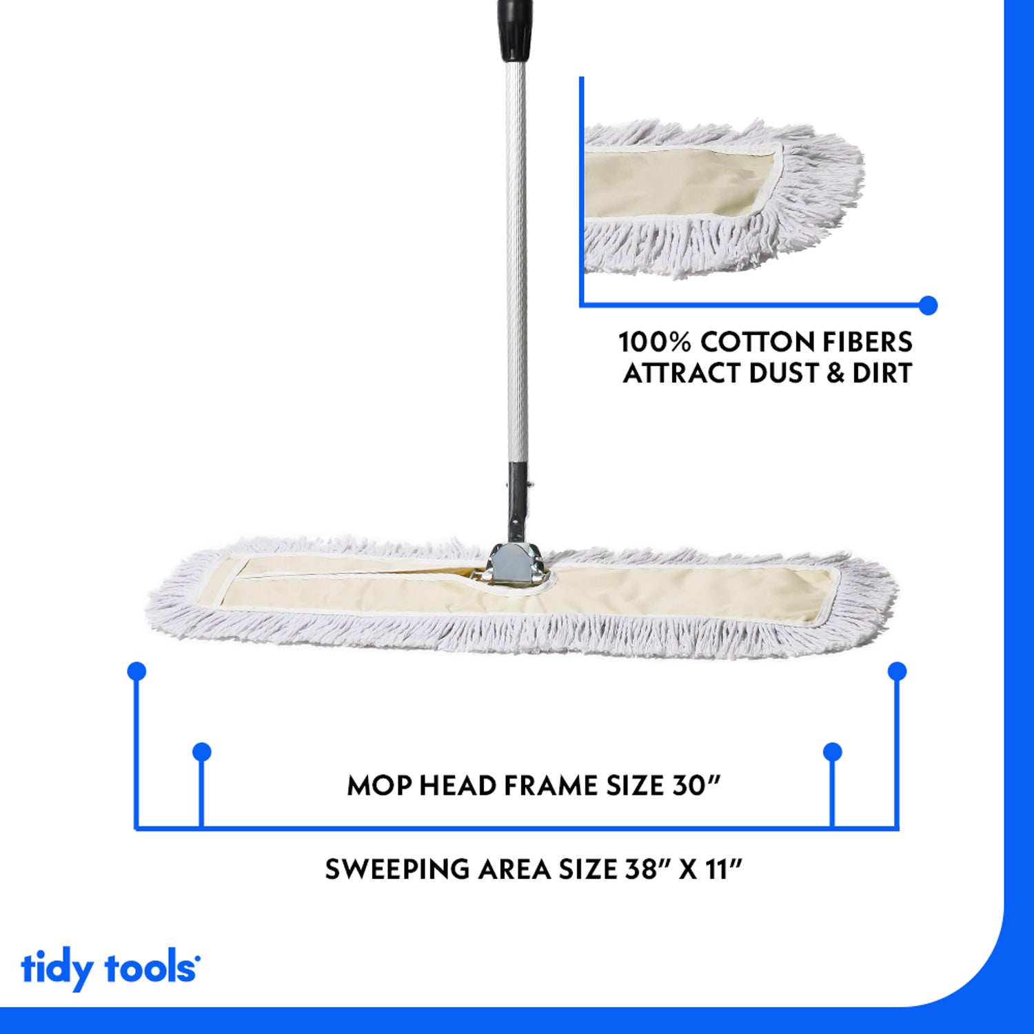 Tidy Tools 30 inch Cotton Dust Mop Extendable Handle