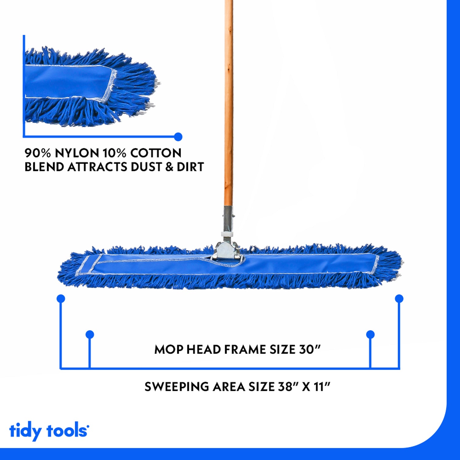 Tidy Tools 30 Inch Nylon Dust Mop Wood Handle