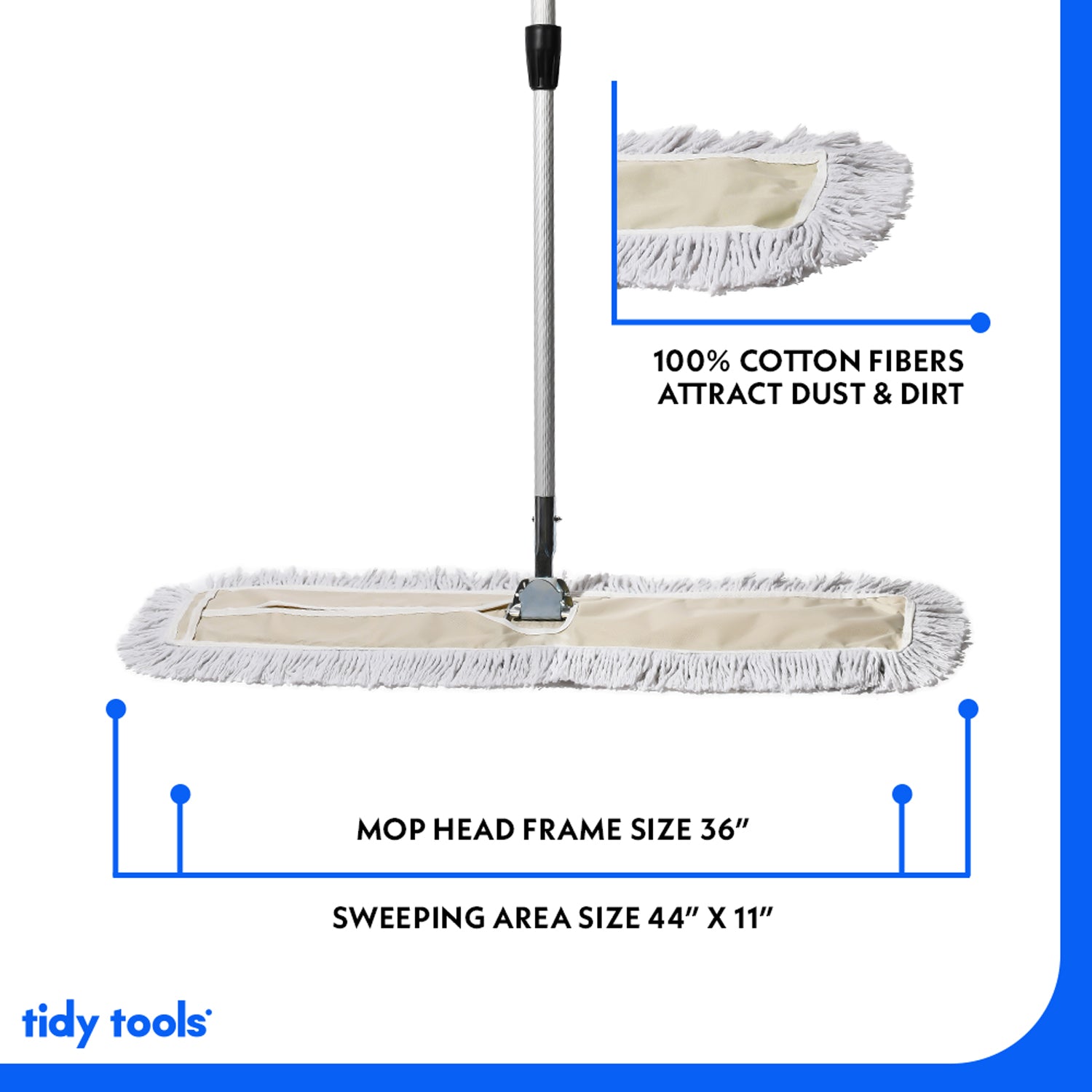 Tidy Tools 36 Inch Cotton Dust Mop Extendable Handle