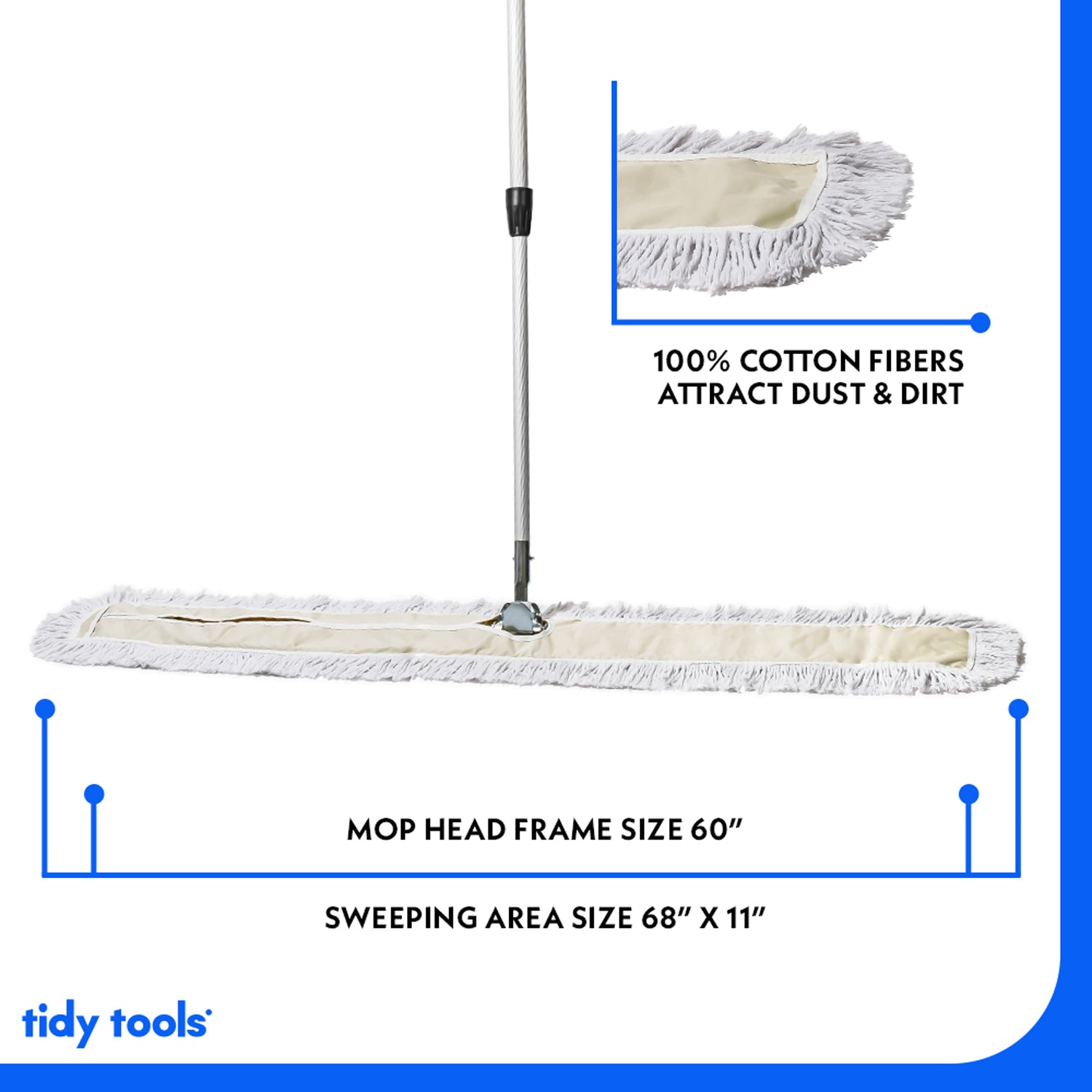 Tidy Tools 60 Inch Cotton Dust Mop Extendable Handle