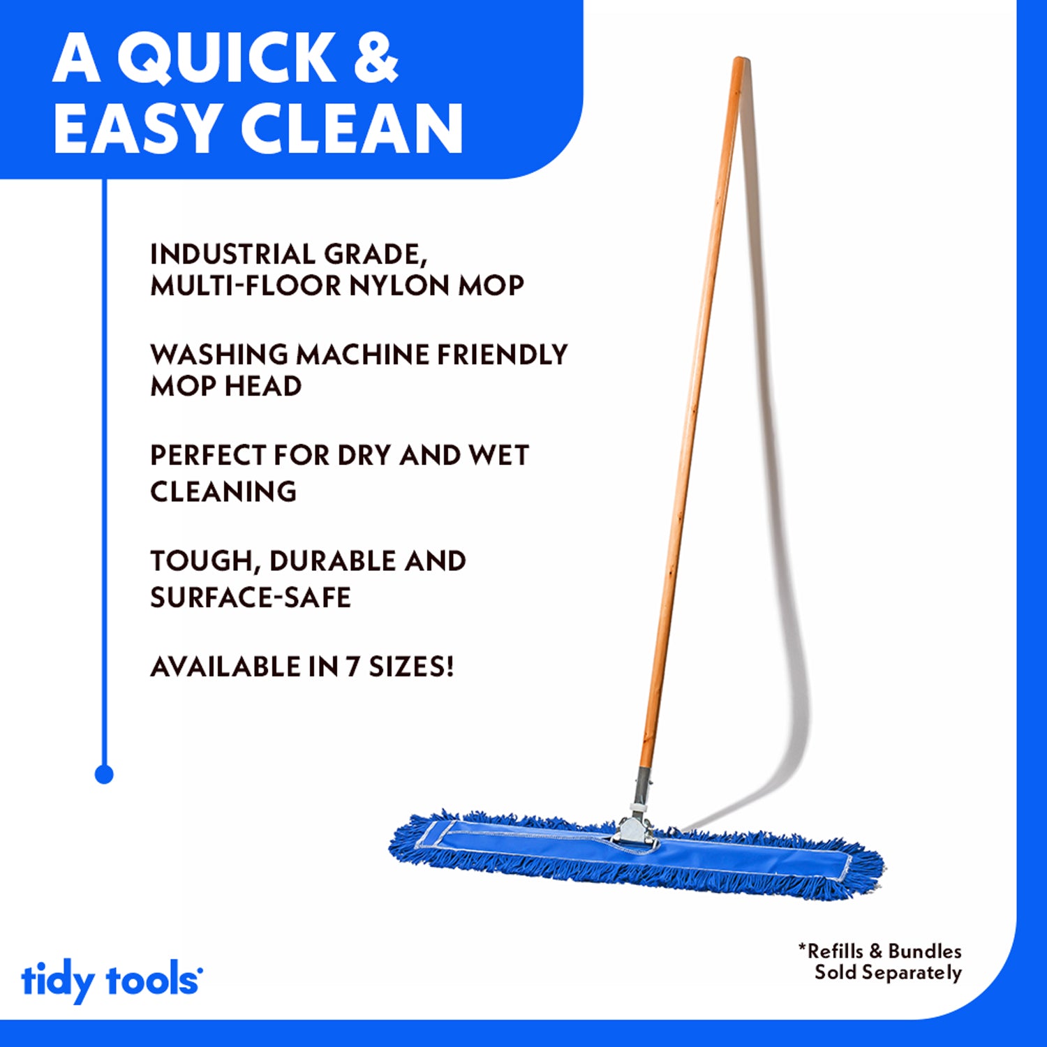 Tidy Tools 60 Inch Nylon Dust Mop Wood Handle