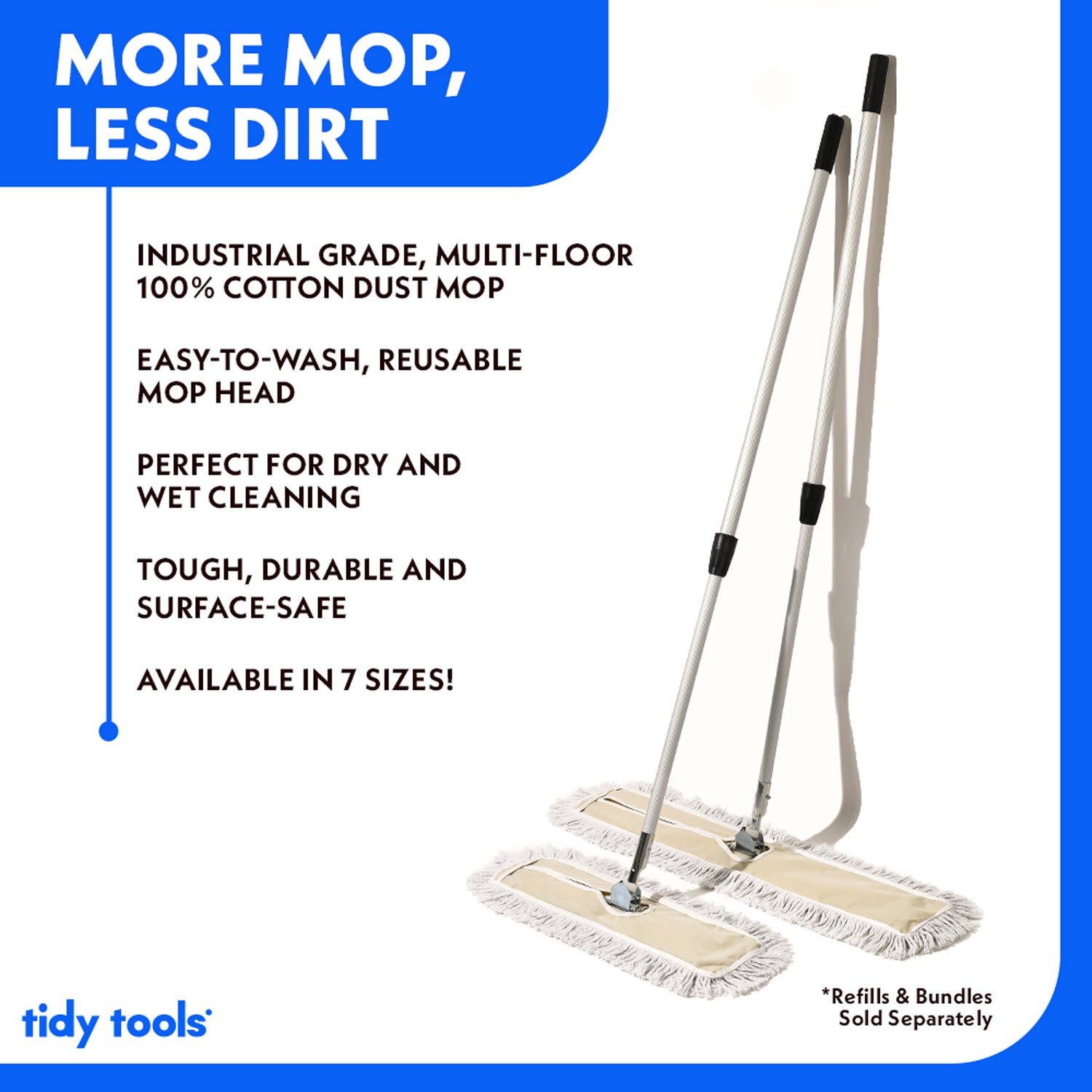 Tidy Tools 12 Inch Cotton Dust Mop Extendable Handle