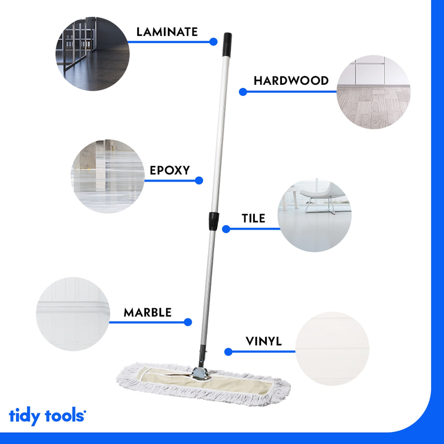 Tidy Tools 12 Inch Cotton Dust Mop Extendable Handle